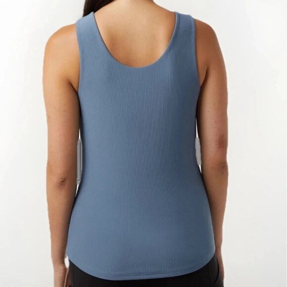 32 Degrees Cool Women's Soft Ribbed Fabric with Built-In-Bra Top, (Blue, XL) - Picture 2 of 2